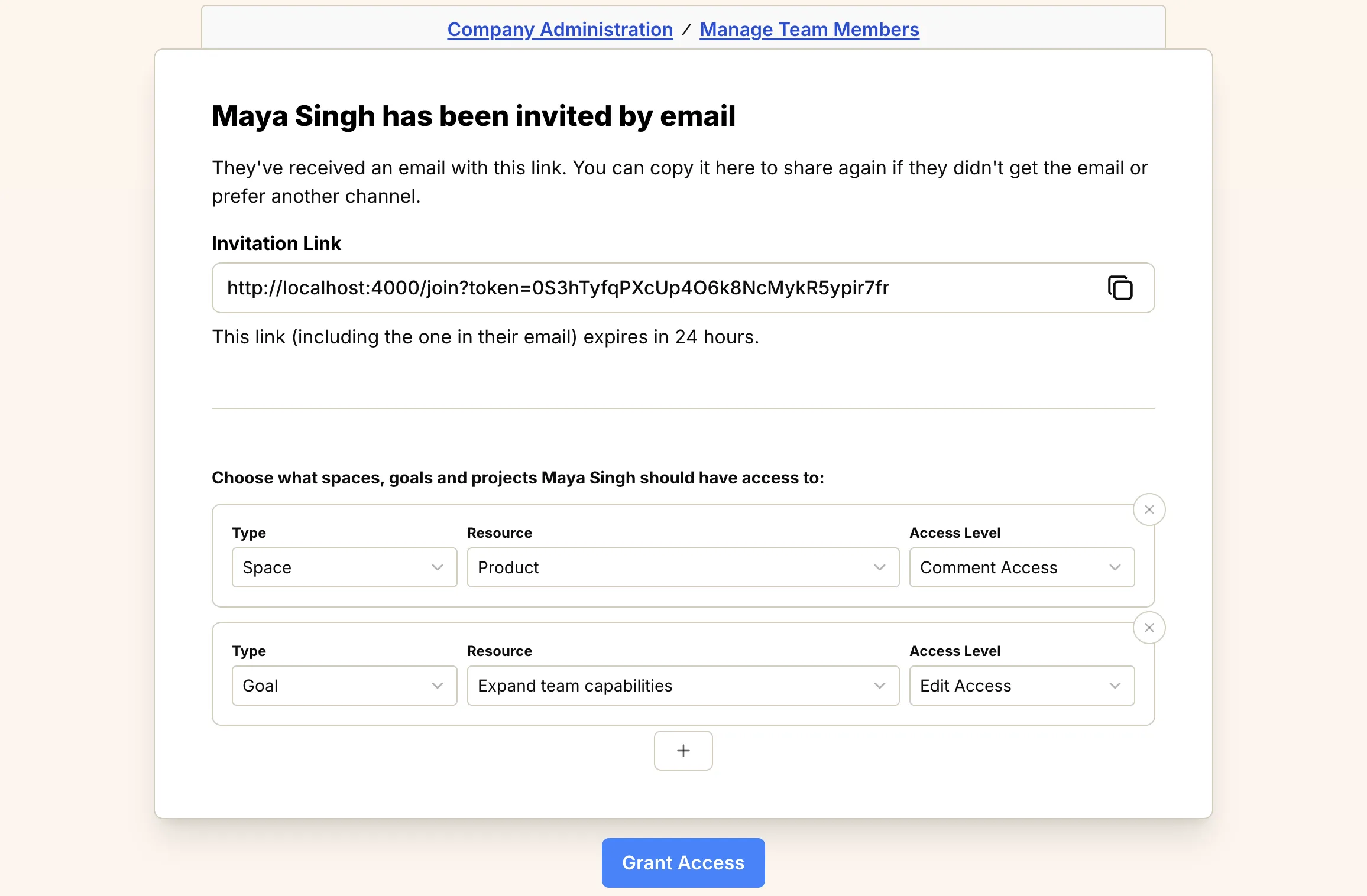 Screenshot: Grant permissions